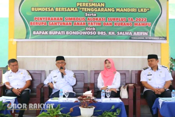 Melalui program 'Tenggarang Mandiri LKD', Bupati Bondowoso, Salwa Arifin hadir sekaligus meresmikan Badan Usaha Milik Desa Bersama (BUMDesma), yang berlangsung di pondopo Kecamatan Tenggarang, Rabu (20/9/2023).
