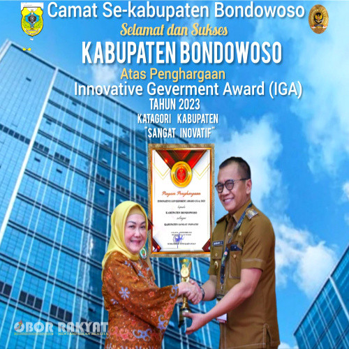 Judul: Camat se-kabupaten BondowosoMengucapkan Selamat dan Sukses KABUPATEN BONDOWOSO Atas Penghargaan Innovative Geverment Award (IGA) Tahun 2023, Katagori Kabupaten "Sangat Inovatif"