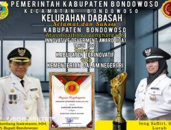 Keluarga besar Kelurahan Dabasah, Kecamatan Bondowoso, mengucapkan selamat dan Sukses Kabupaten Bondowoso, atas diraihnya penghargaan Innovative Geverment Award (IGA) Tahun 2023, kategori Kabupaten Terinovatif, yang diselenggarakan oleh Kementrian Dalam Negeri (Kemendagri) RI.