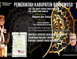 Staf Ahli Bupati Bidang Kemasyarakatan dan Sumber Daya Manusia, Pemerintah Kabupaten (Pemkab) Bondowoso, dr.Mohammad Imron M.MKes, mengucapkan selamat dan sukses kepada Pj Bupati Bondowoso atas penghargaan Gelar Budaya Kanjeng Raden Tumenggung, Drs. Bambang Soekwanto Darmonagoro, M.M., dari Raja Keraton Surakarta Hadiningrat Susuhanan Ingkang Sinuwun Kanjeng Senopati Pakoe Boewono XIII.