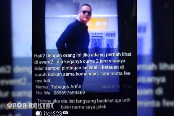 Jakarta, Obor Rakyat - Beredar foto Tubagus Bustanil Arifin disalah satu media sosial (Medsos) WhatsApp yang diduga dilakukan oleh seorang berinisial "Fh".