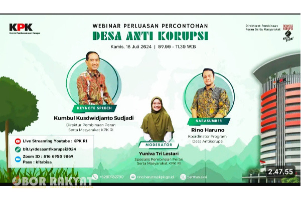 Jakarta, Obor Rakyat – Komisi Pemberantasan Korupsi (KPK) akan memperluas program percontohan Desa Antikorupsi 2024.