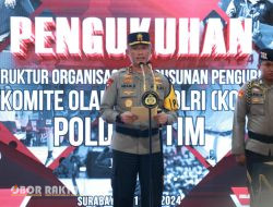 Kapolda Jatim Resmi Kukuhkan Komite Olahraga Polri