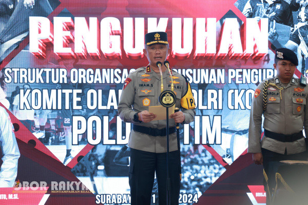 Surabaya, Obor Rakyat - Kepolisian Daerah Jawa Timur Jawa Timur (Polda Jatim), resmi mengukuhkan komite olahraga Polri.