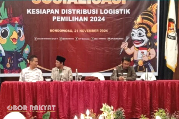 Bondowoso, Obor Rakyat - Komisi Pemilihan Umum (KPU) Kabupaten Bondowoso menggelar rapat koordinasi (Rakor) kesiapan distribusi logistik Pemilihan 2024, Kamis (21/11/2024), di Ballroom Hotel Ijen View.