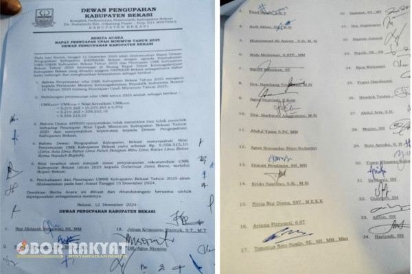 Bekasi, Obor Rakyat - Pengawalan rapat dewan pengupahan Kabupaten Bekasi dengan agenda pembahasan UMK tahun 2025, pada Kamis (12/12/2024) ini, dihadiri ratusan buruh dari 21 federasi serikat pekerja.