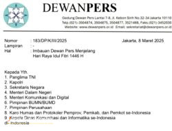 Surat Edaran Dewan Pers : Larangan Permintaan THR Mengatasnamakan Wartawan