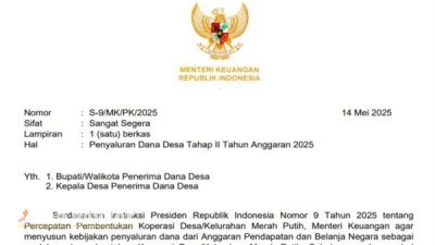 Dana Desa Tahap II 2025, Disalurkan Bila Kopdes Merah Putih Telah Terbentuk