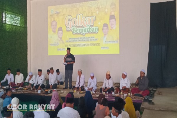 Bondowoso, Obor Rakyat – Dalam rangka memperingati Hari Raya Iduladha 1446 H, DPD Partai Golkar Kabupaten Bondowoso menggelar kegiatan Golkar Berqurban dengan tema "Wujud Nyata Kepedulian Sosial dan Komitmen Politik Berbasis Nilai", pada Senin (9/6/2025).