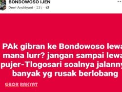 Warga Sindir Jalan Rusak Saat Kunjungan Wapres Gibran ke Bondowoso: “Jangan Lewat Pujer dan Tlogosari!”
