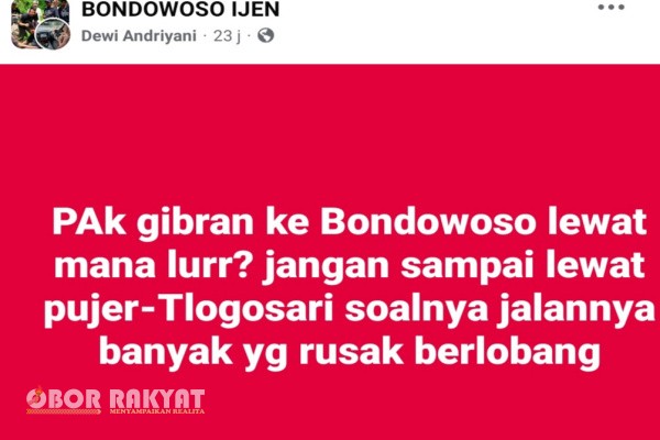 Bondowoso, Obor Rakyat – Kunjungan kerja Wakil Presiden (Wapres) RI, Gibran Rakabuming Raka ke Kabupaten Bondowoso, Jawa Timur, pada Selasa (24/6/2025), mendapat perhatian besar dari masyarakat. Namun, di balik sambutan hangat warga, muncul sindiran tajam terkait infrastruktur jalan yang rusak parah di sejumlah wilayah.