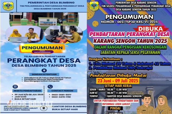 Bondowoso, Obor Rakyat - Dua desa di Kecamatan Klabang, Kabupaten Bondowoso, yakni Desa Blimbing dan Karang Sengon, dikabarkan telah mengumumkan pendaftaran rekrutmen perangkat desa. Namun, langkah tersebut menuai sorotan karena diduga belum memiliki dasar hukum yang jelas.