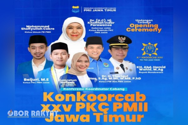 Bondowoso, Obor Rakyat – Konferensi Koordinator Cabang (Konkorcab) ke-25 Pengurus Koordinator Cabang Pergerakan Mahasiswa Islam Indonesia (PKC PMII) Jawa Timur resmi dibuka di Kabupaten Bondowoso, Rabu (30/7/2025).