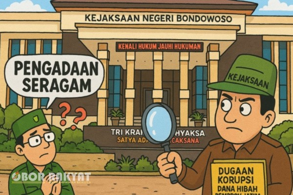 Bondowoso, Obor Rakyat – Kasus dugaan korupsi dana hibah APBD Provinsi Jawa Timur tahun anggaran 2024 untuk pengadaan seragam GP Ansor Kabupaten Bondowoso yang tengah ditangani Kejaksaan Negeri (Kejari) Bondowoso terus bergulir. Meski status perkara telah meningkat ke tahap penyidikan, hingga kini belum ada penetapan tersangka.