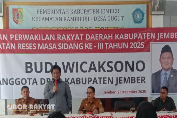 Jember, Obor Rakyat – Dewan Perwakilan Rakyat Daerah (DPRD) Kabupaten Jember melaksanakan Reses Masa Sidang III Tahun 2025 bersama Anggota DPRD Jember, Budi Wicaksono, pada Selasa (2/12/2025).