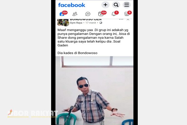 Bondowoso, Obor Rakyat – Kepala Desa (Kades) Pancoran, Kecamatan Bondowoso, Kabupaten Bondowoso, Norman Felani, resmi melaporkan dugaan pencemaran nama baik ke Polres Bondowoso. Langkah hukum ini diambil setelah namanya dicatut dalam unggahan Facebook yang menuding dirinya memiliki persoalan gadai atau sewa-menyewa barang.