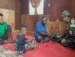 Satgas Yonif 521/DY Tebar Cinta dan Kepedulian Lewat Binter Humanis di Papua