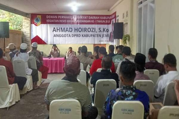 Jember, Obor Rakyat – Anggota Dewan Perwakilan Rakyat Daerah (DPRD) Kabupaten Jember, Ahmad Hairozi, melaksanakan kegiatan reses masa sidang ke-I Tahun 2026 yang digelar di Jalan Parang Tritis, Lingkungan Pelinggian, Antirogo, Kecamatan Sumbersari, Kabupaten Jember, Sabtu (14/3/2026).