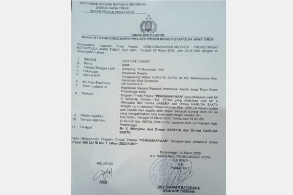 Surabaya, Obor Rakyat – Seorang Kepala Biro (Kabiro) Radar CNN wilayah Surabaya berinisial ASIS menjadi korban dugaan penganiayaan oleh oknum yang mengaku berasal dari organisasi masyarakat (ormas) Sakera.