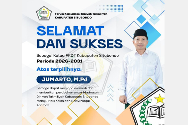 Situbondo, Obor Rakyat – Kepemimpinan Jumarto di Forum Komunikasi Diniyah Takmiliyah (FKDT) Kabupaten Situbondo berlanjut.