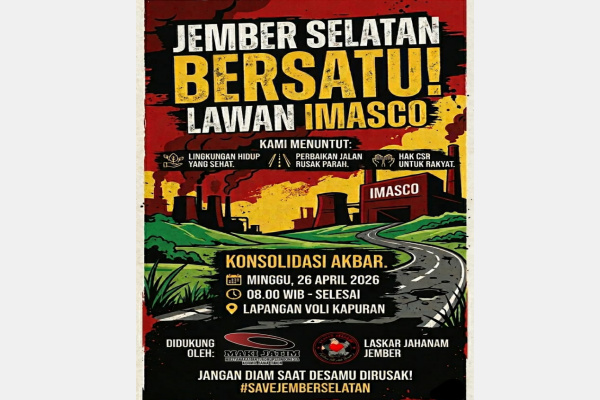 Jember, Obor Raya – Penolakan terhadap operasional PT Imasco di wilayah Jember Selatan memasuki fase krusial.