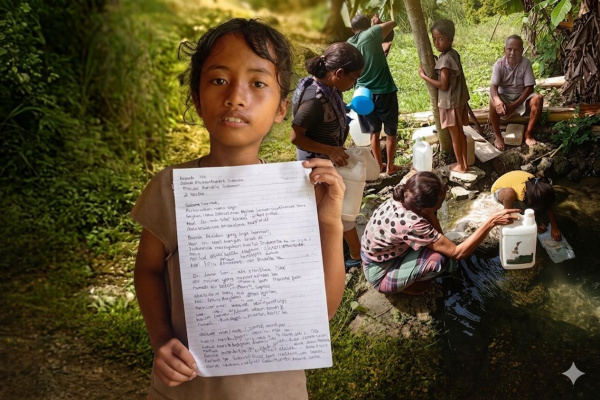 Manggarai, Obor Rakyat — Di tengah peringatan Hari Pendidikan Nasional (HPN) yang identik dengan semangat belajar dan pemerataan akses pendidikan, suara lirih datang dari Desa Paralando, Kecamatan Reok Barat, Kabupaten Manggarai, Nusa Tenggara Timur (NTT). Seorang anak desa bernama Mariani Cesilia Ane menuliskan surat terbuka kepada Presiden Republik Indonesia, menyuarakan realitas pahit yang dihadapi anak-anak di wilayahnya: krisis air bersih yang belum terselesaikan.