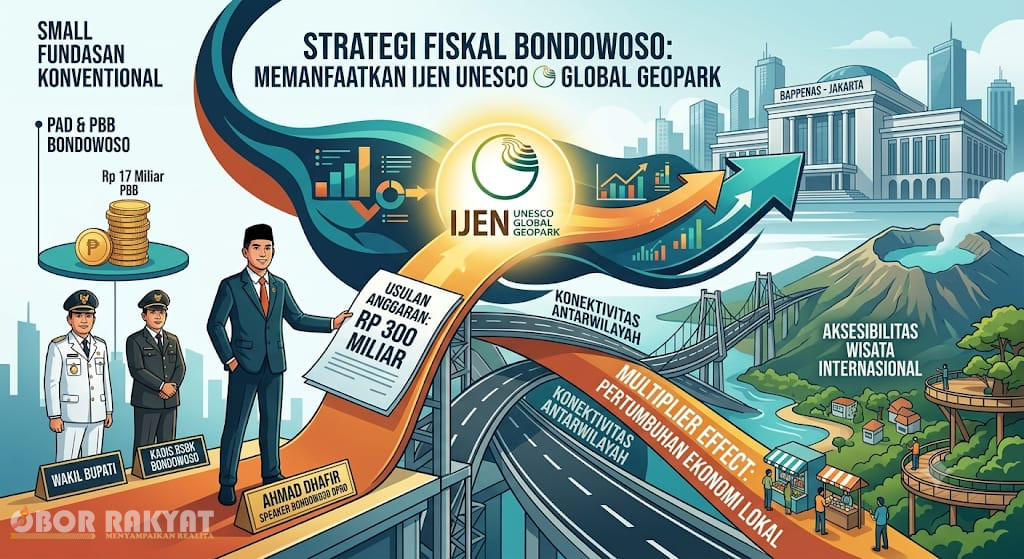 Bondowoso, Obor Rakyat – Pemerintah Kabupaten (Pemkab) Bondowoso, Provinsi Jawa Timur, secara agresif tengah menjajaki terobosan pembiayaan alternatif guna mengakselerasi pembangunan infrastruktur strategis di tengah keterbatasan ruang fiskal daerah.
