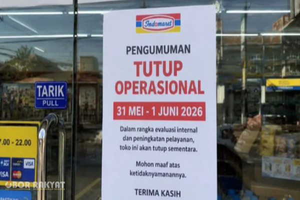 Jakarta, Obor Rakyat – Penutupan sejumlah gerai Indomaret pada 31 Mei dan 1 Juni 2026 memunculkan berbagai pertanyaan di tengah masyarakat. Di media sosial, tidak sedikit yang berspekulasi bahwa jaringan ritel terbesar di Indonesia itu tengah mengalami masalah operasional hingga isu mogok kerja massal.