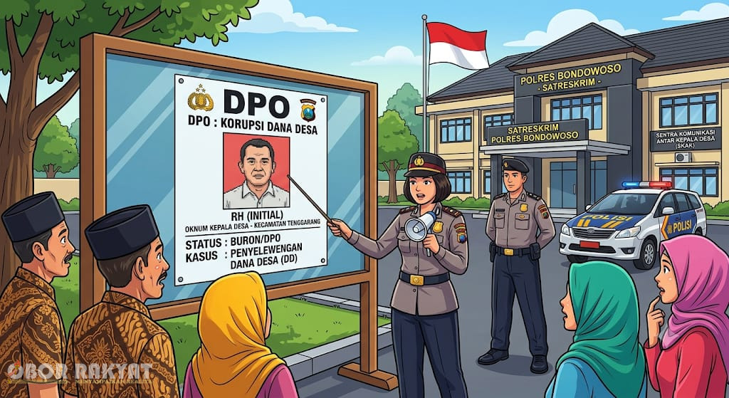 Bondowoso, Obor Rakyat – Penegakan hukum terkait tata kelola anggaran publik di Kabupaten Bondowoso kembali memasuki babak baru. Seorang Kepala Desa (Kades) aktif berinisial RH, yang memimpin salah satu desa di Kecamatan Tenggarang, resmi ditetapkan sebagai tersangka atas dugaan tindak pidana korupsi penyelewengan Dana Desa (DD).
