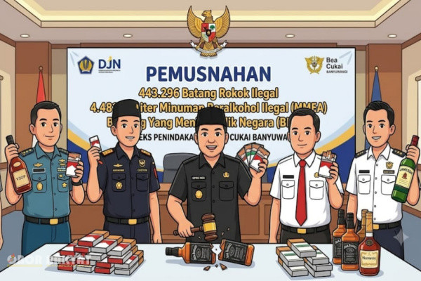 Banyuwangi, Obor Rakyat — Kantor Pengawasan dan Pelayanan Bea dan Cukai (KPPBC) Tipe Madya Pabean C Banyuwangi terus mengintensifkan operasi penindakan terhadap peredaran rokok ilegal atau tanpa pita cukai resmi.