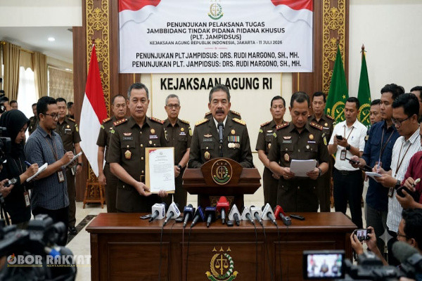 Jakarta, Obor Rakyat — Jaksa Agung ST Burhanuddin resmi menunjuk Rudi Margono sebagai Pelaksana Tugas (Plt) Jaksa Agung Muda Tindak Pidana Khusus (Jampidsus).