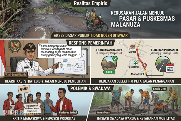 Ngada, Obor Rakyat – Aksesibilitas infrastruktur jalan menuju pusat pelayanan publik dan perputaran ekonomi di Desa Malanuza, Kecamatan Golewa, kini tengah menjadi lokus perhatian publik dan Pemerintah Kabupaten (Pemkab) Ngada.