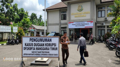 Ruteng, Obor Rakyat – Kejaksaan Negeri (Kejari) Manggarai resmi meningkatkan penanganan kasus dugaan tindak pidana korupsi di Dinas Pengendalian Penduduk, Keluarga Berencana, Pemberdayaan Perempuan, dan Perlindungan Anak (DP2KBP3A) Kabupaten Manggarai Timur ke tahap penyidikan.