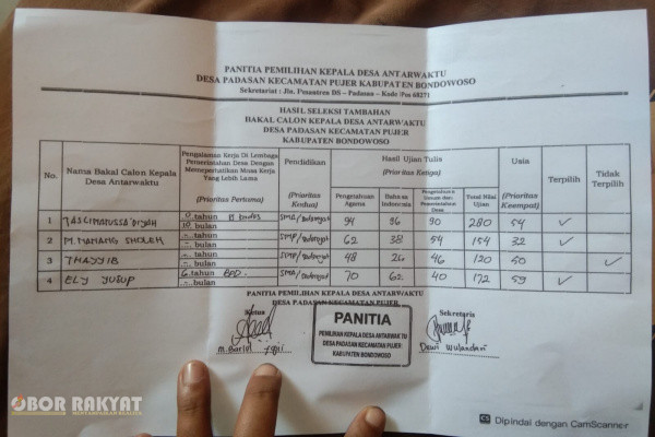Bondowoso, Obor Rakyat — Tahapan Pemilihan Kepala Desa Antarwaktu (Pilkades PAW) Desa Padasan, Kecamatan Pujer, Kabupaten Bondowoso, resmi memasuki babak baru.
