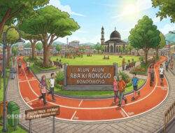 Tingkatkan Fasilitas Olahraga, DLH Bondowoso Mulai Pembangunan Jogging Track Alun-Alun